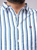 Men's White Regular Fit Striped Casual Shirt