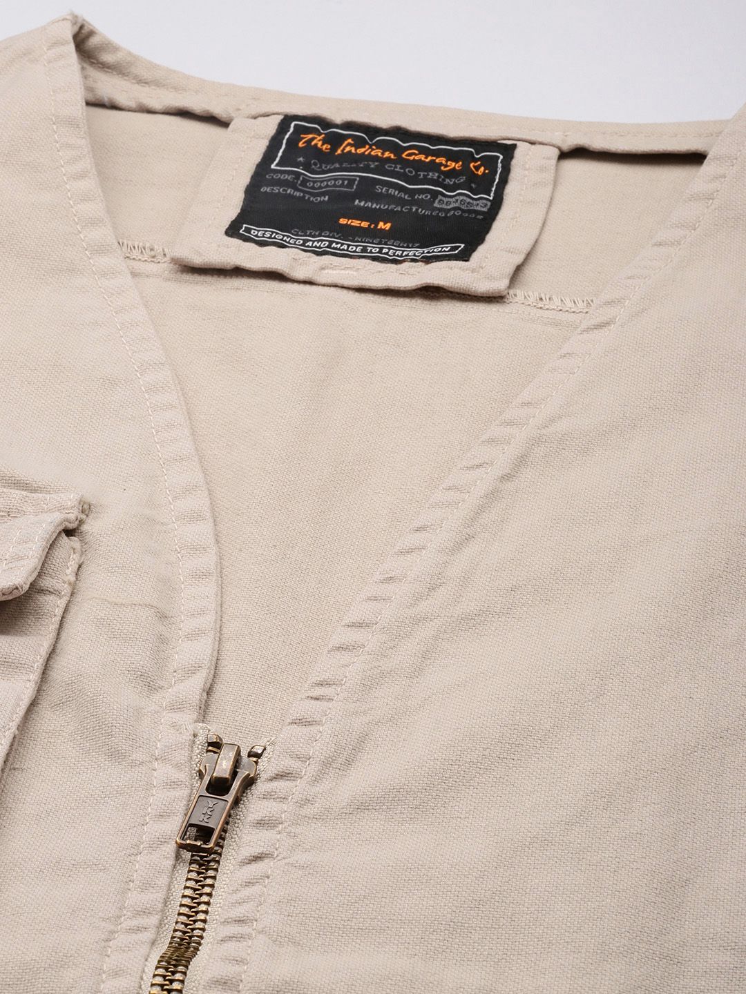 Men's Khaki Regular Fit Solid Utility Jacket