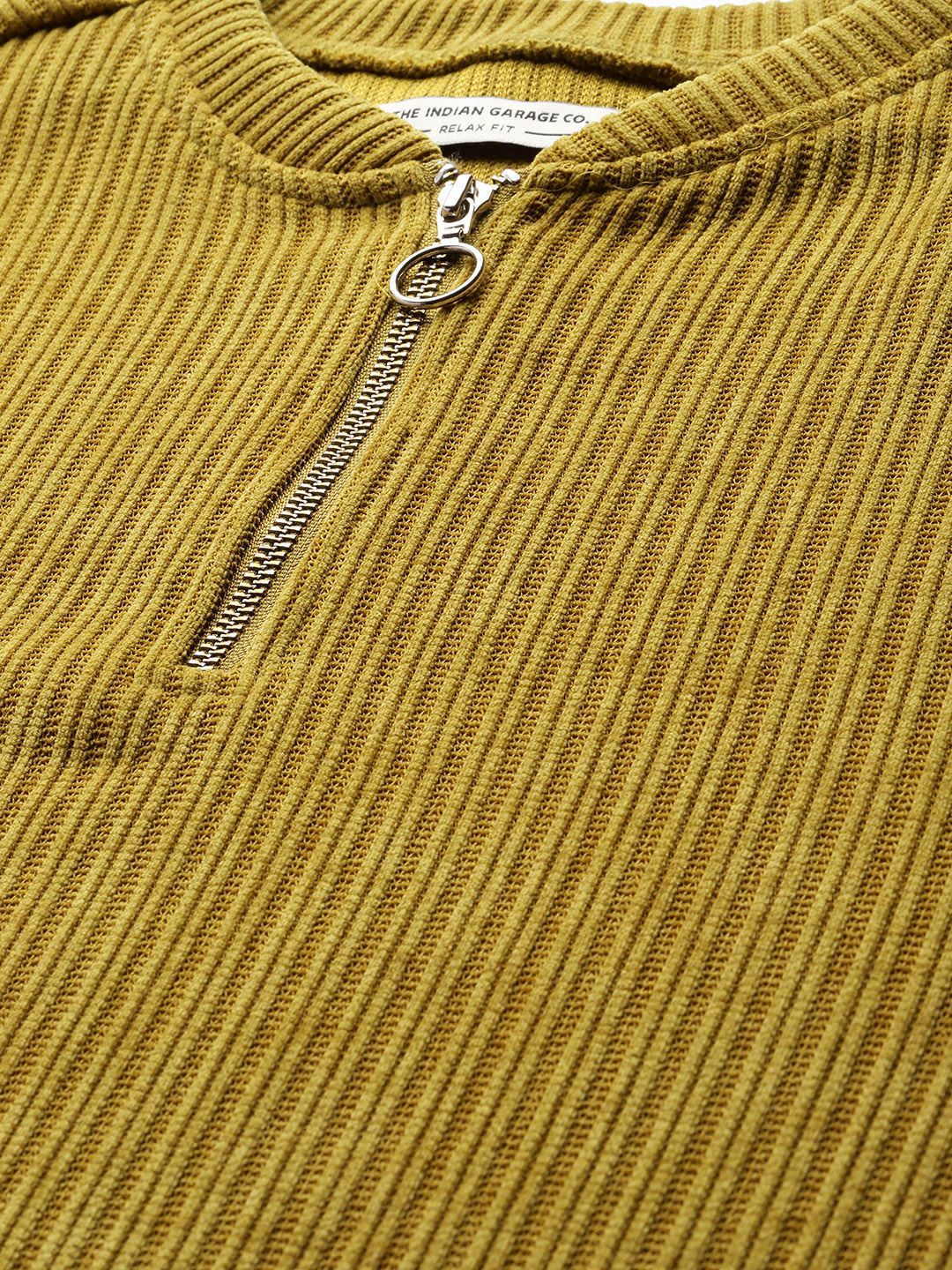 Men's Yellow Relaxed Fit Textured Street Sweatshirt