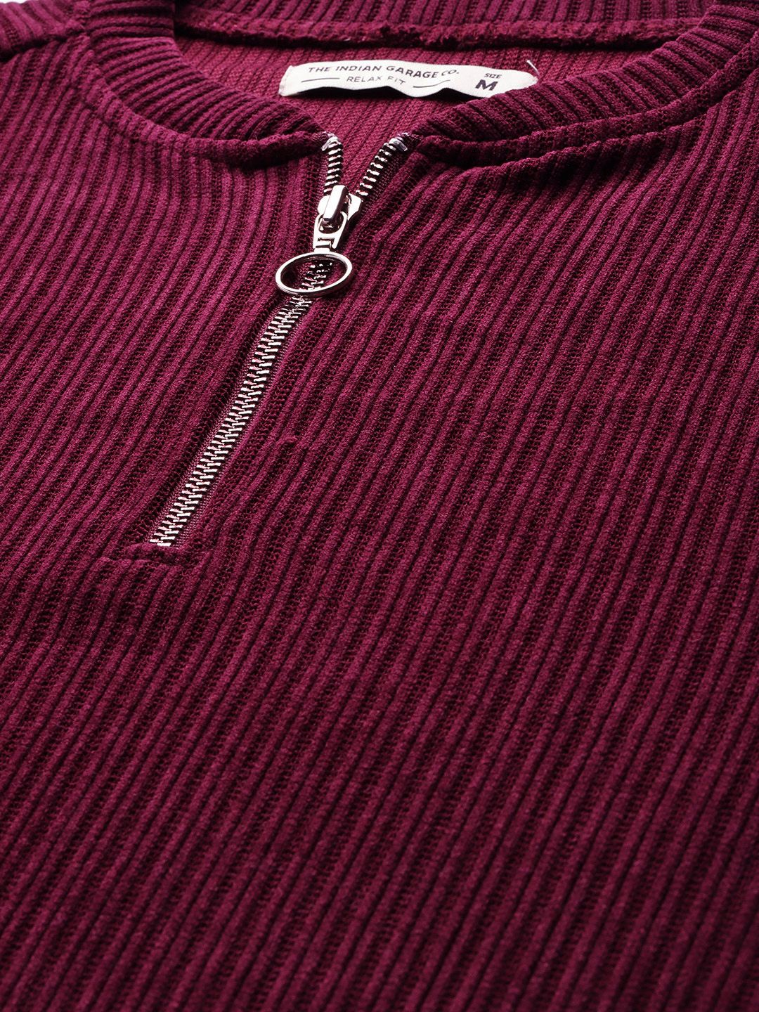 Men's Maroon Relaxed Fit Textured Street Sweatshirt