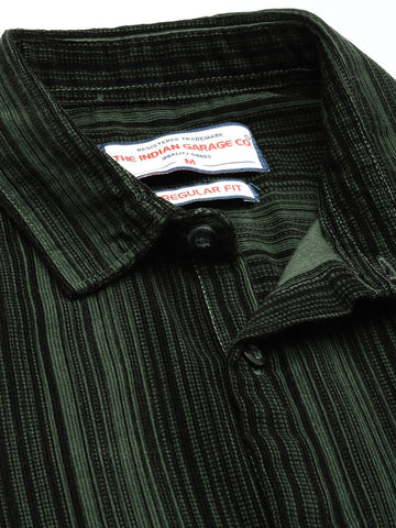 Men's Green Regular Fit Printed Casual Shirt