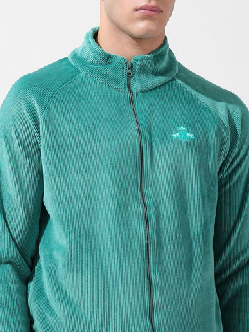 Men's Green Regular Fit Textured Casual Sweatshirt