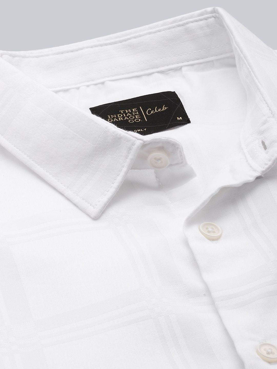 Men's White Slim Fit Textured Party Wear Shirt
