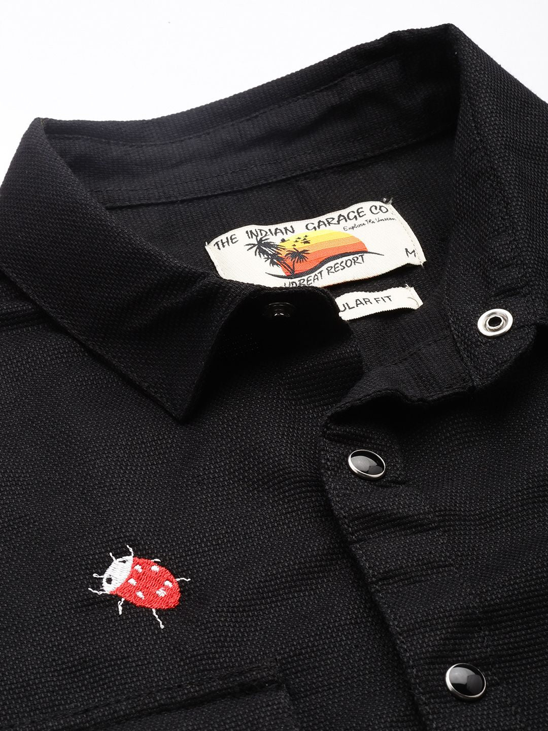 Men's Black Regular Fit Floral Printed Resort Wear Shirt
