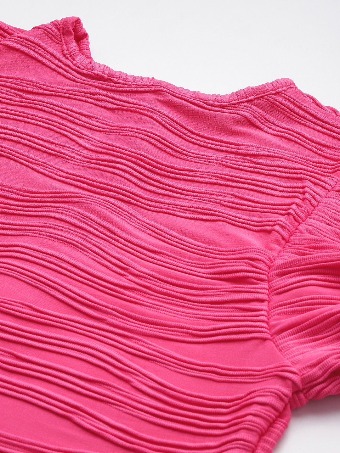 Women Regular Fit Pink Half Sleeves Dress
