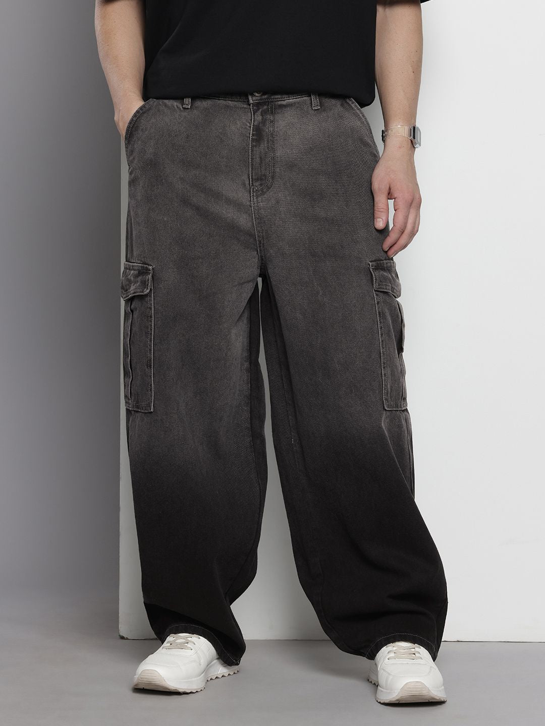 Men's Black Regular Fit Utility Jeans