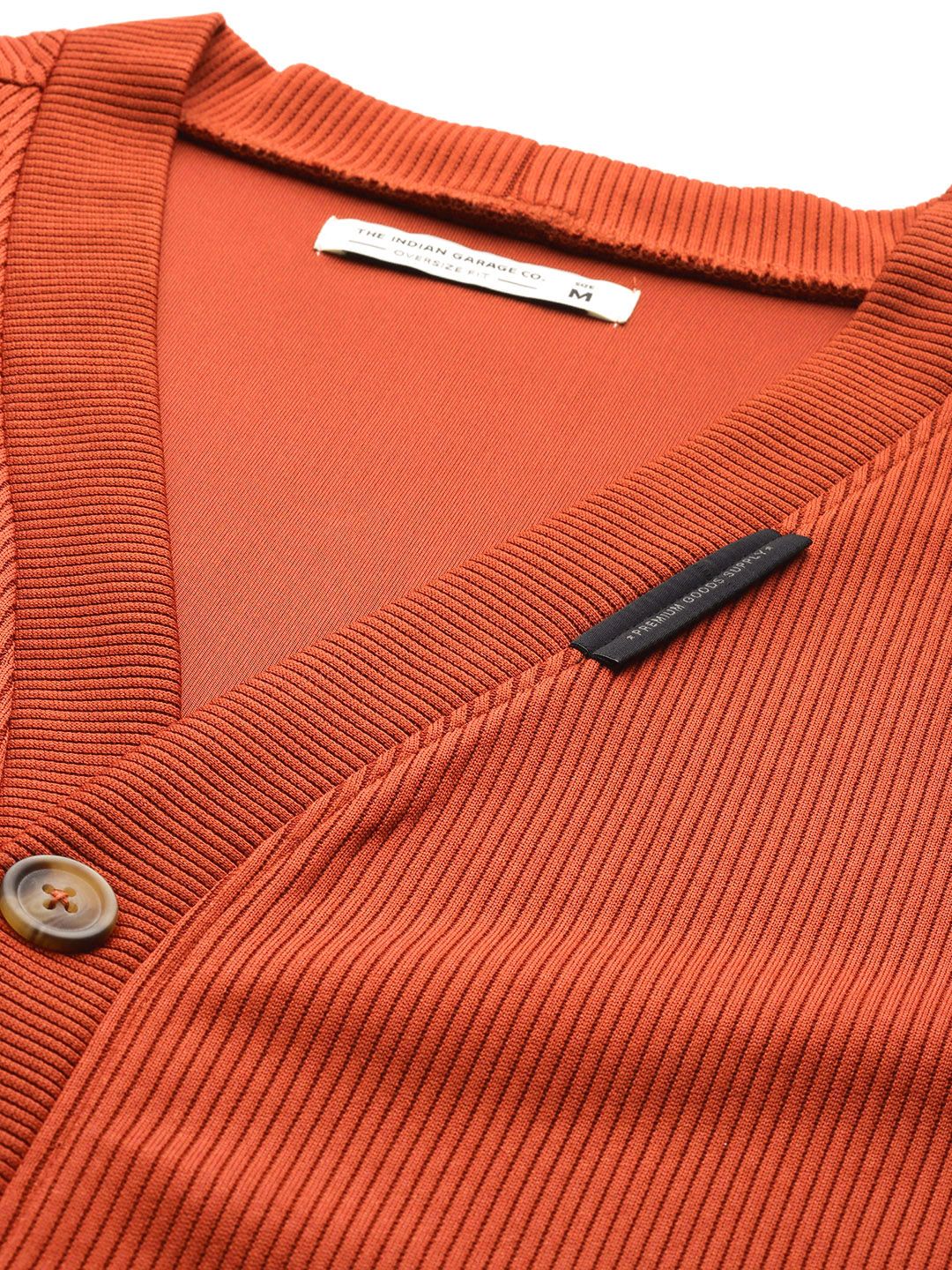 Men's Rust Oversized Fit Textured Casual Sweatshirt