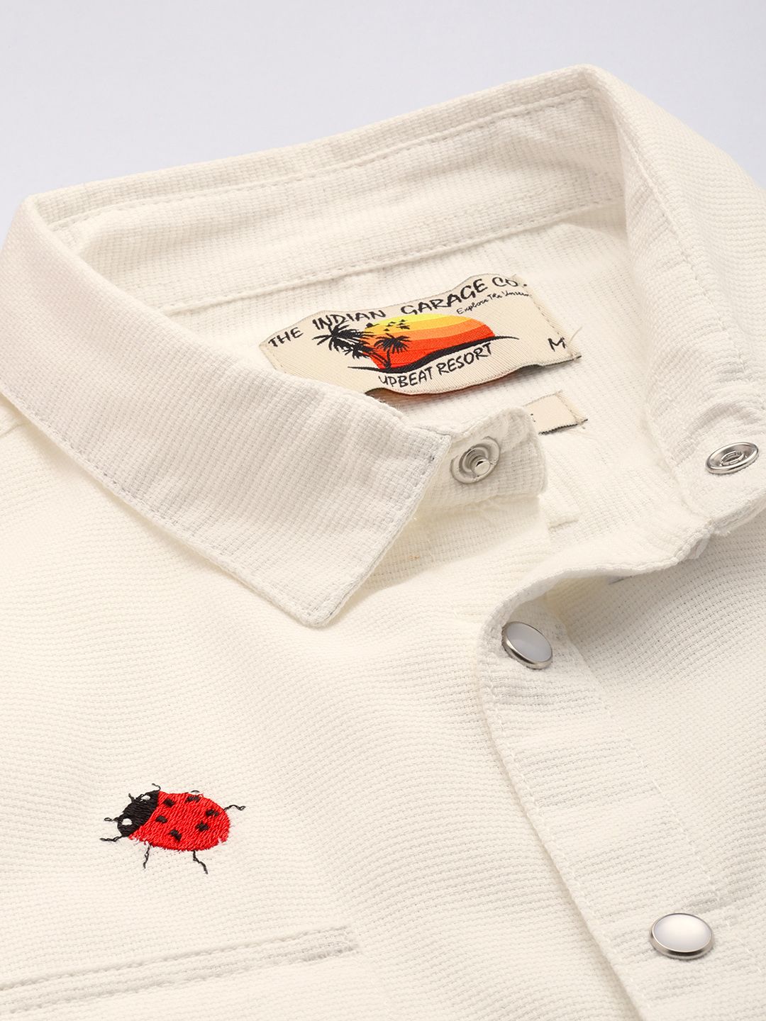 Men's Cream Regular Fit Floral Printed Resort Wear Shirt
