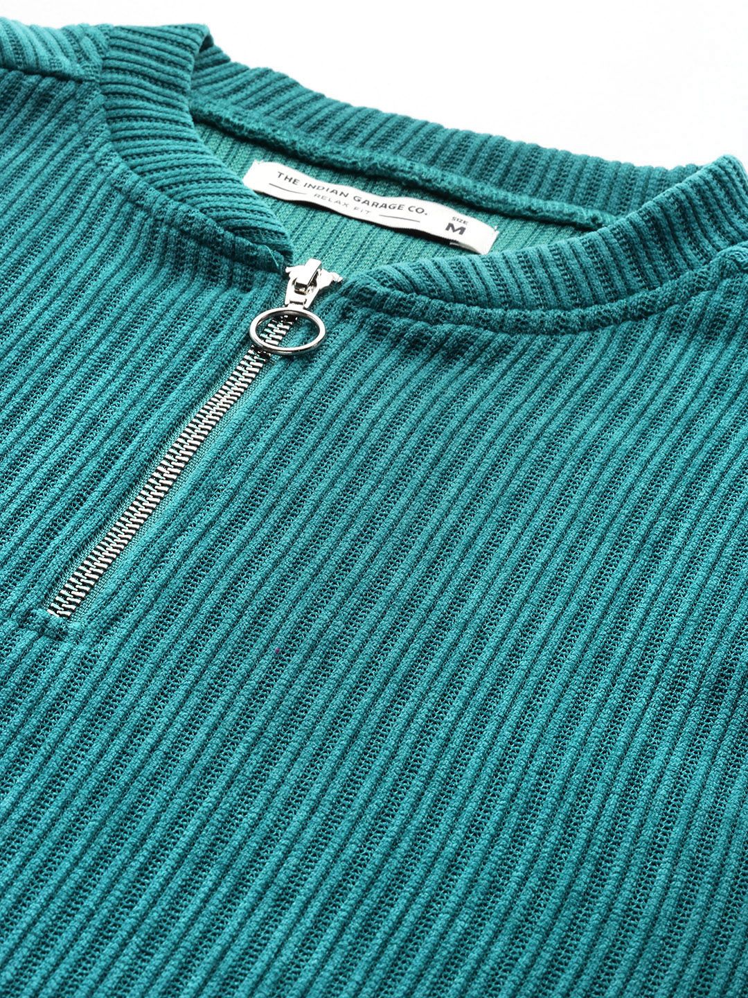 Men's Green Relaxed Fit Textured Street Sweatshirt