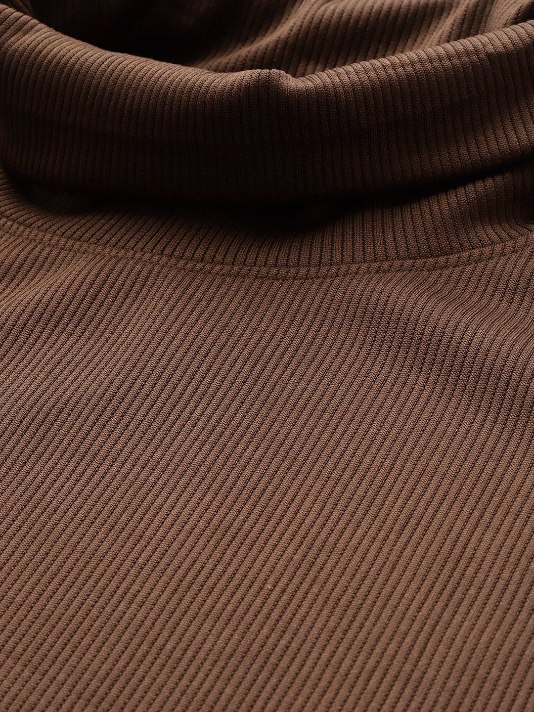 Men's Brown Relaxed Fit Textured Casual Sweatshirt