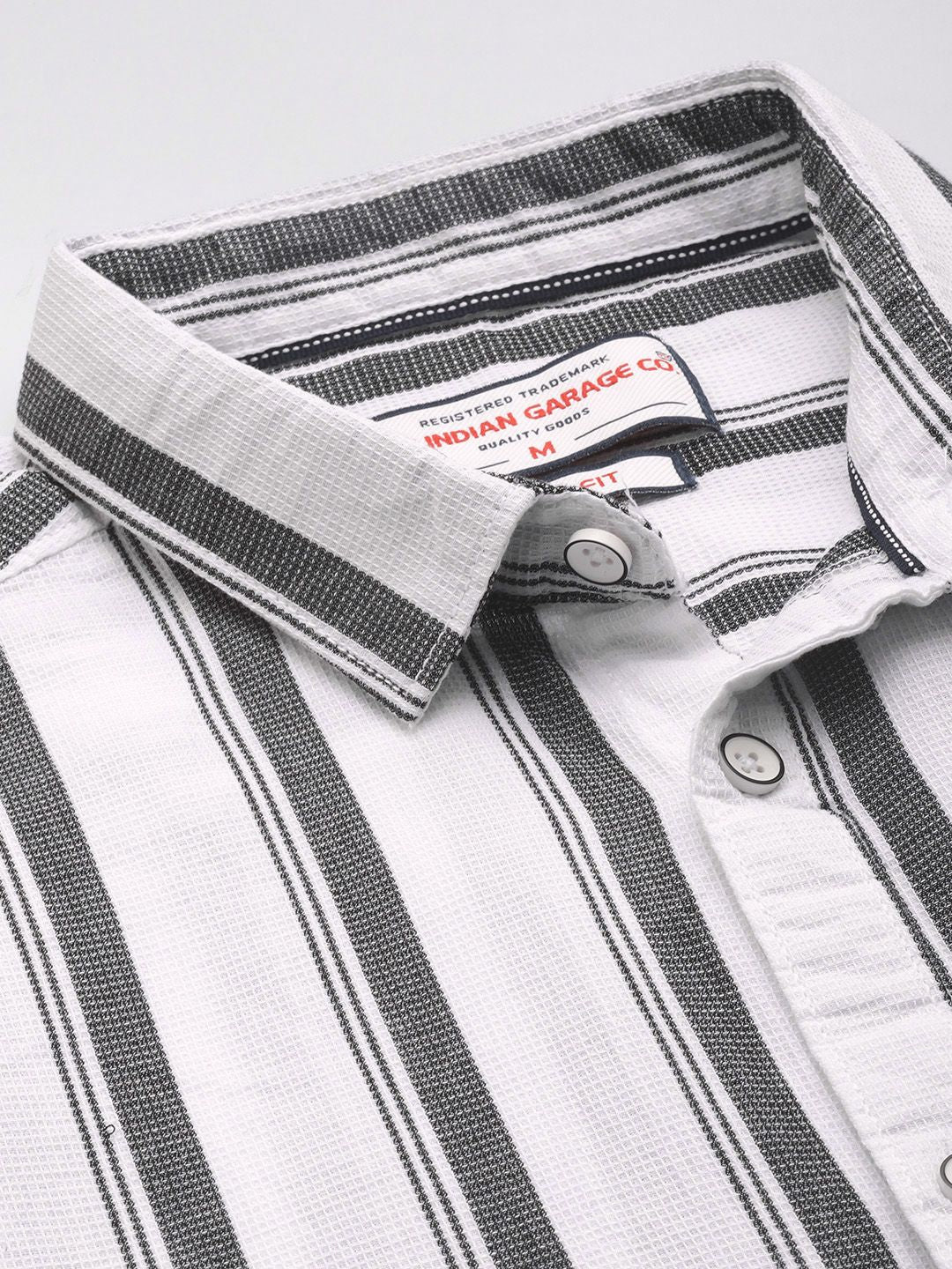 Men's White Slim Fit Striped Casual Shirt