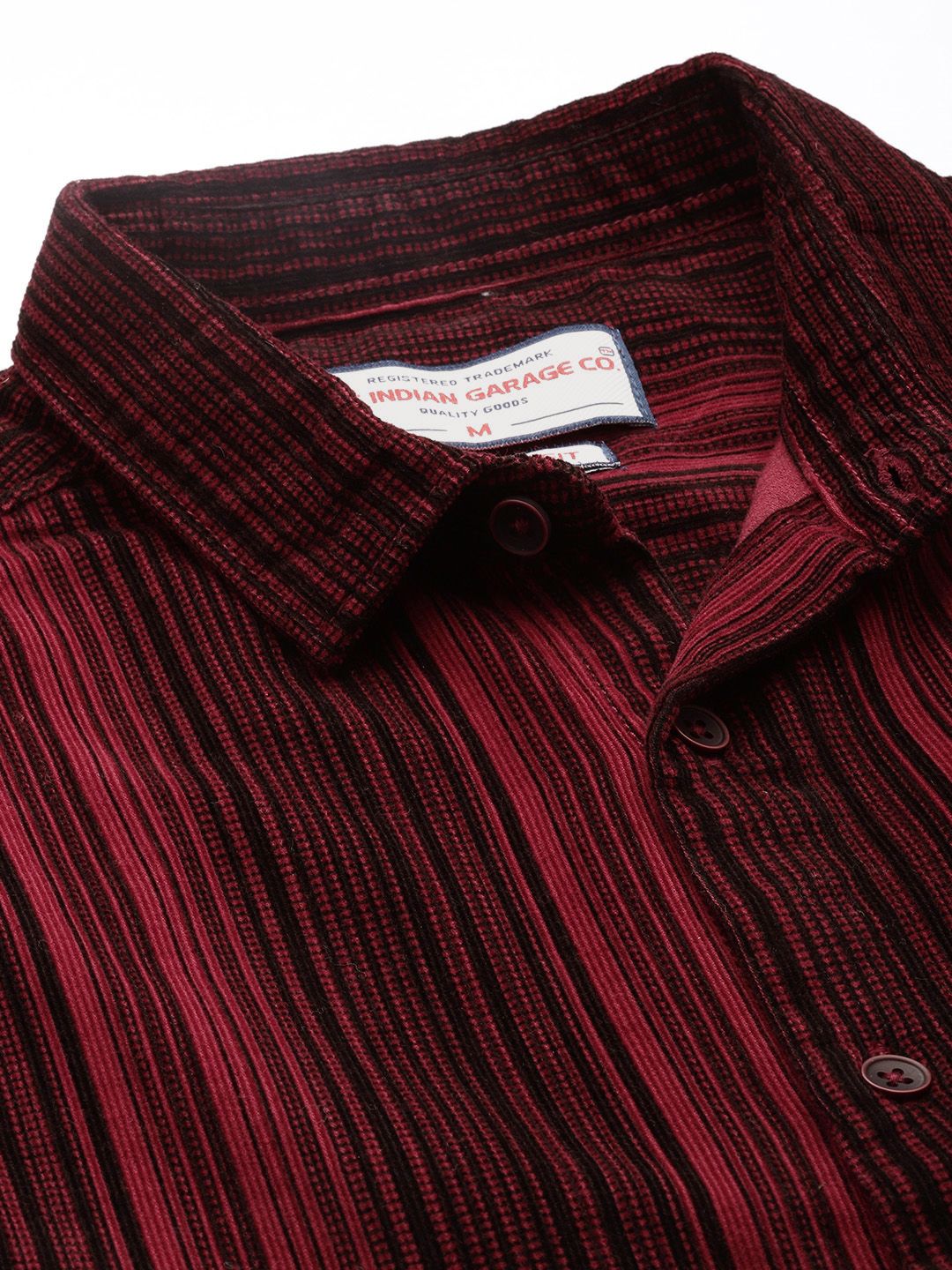 Men's Maroon Regular Fit Printed Casual Shirt