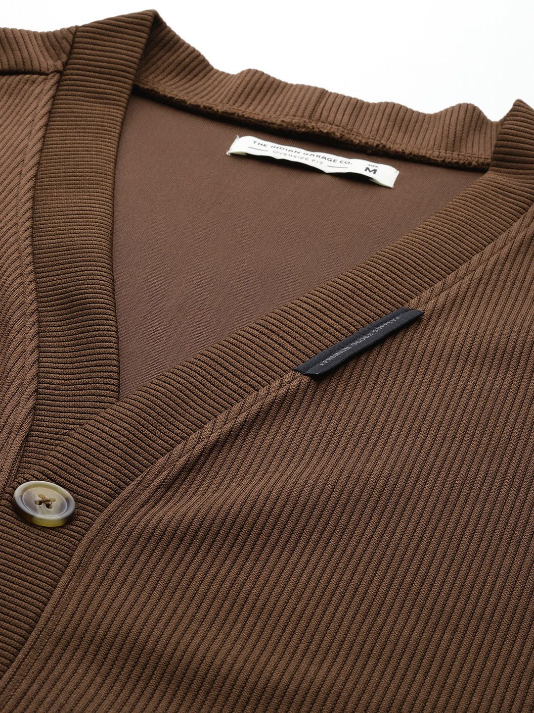 Men's Brown Oversized Fit Textured Casual Sweatshirt