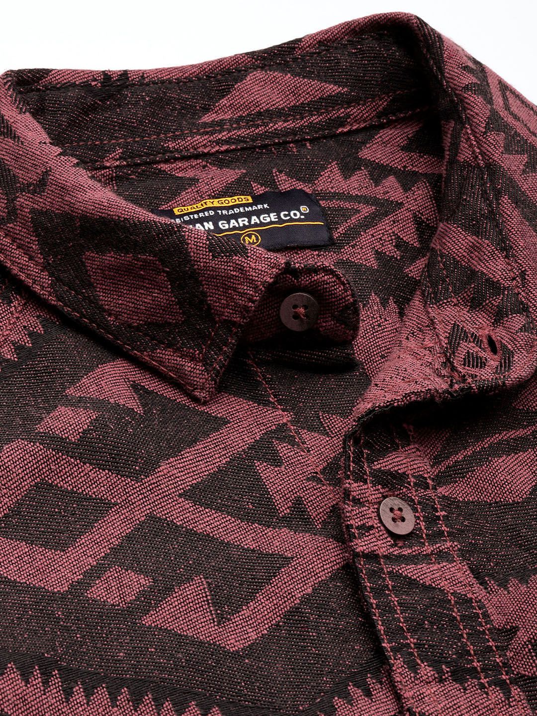 Men's Pink Relaxed Fit Textured Casual Shirt