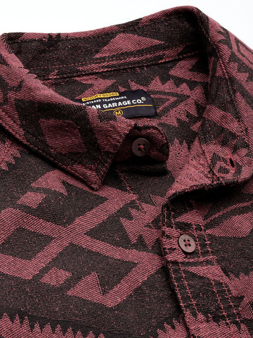 Men's Pink Relaxed Fit Textured Casual Shirt
