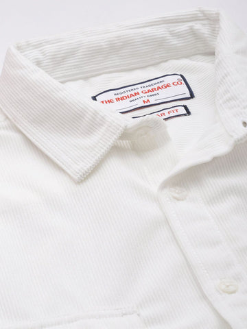 Men's White Regular Fit Solid Casual Shirt