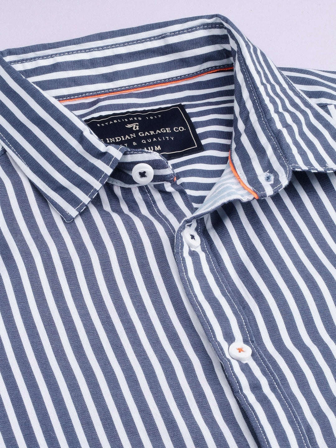 Men's Blue Slim Fit Striped Casual Shirt