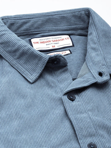 Men's Blue Regular Fit Solid Casual Shirt