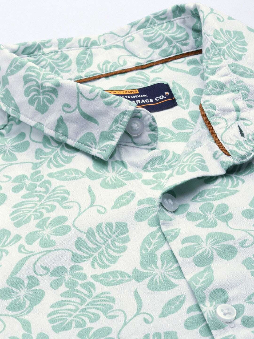 Men's White Slim Fit Printed Casual Shirt