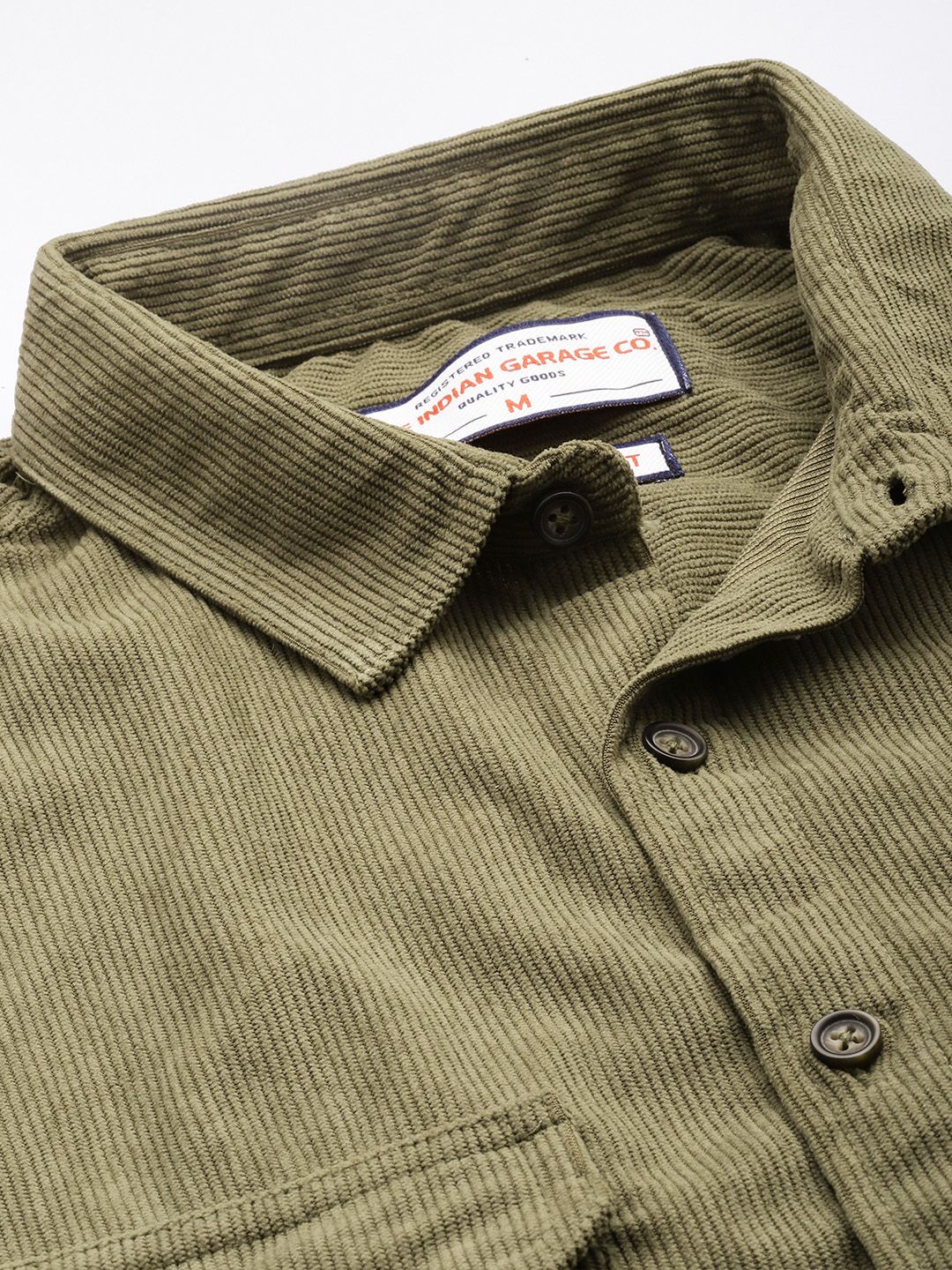 Men's Olive Regular Fit Solid Casual Shirt