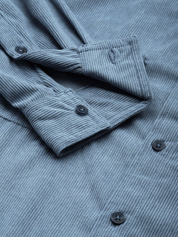 Men's Blue Regular Fit Solid Casual Shirt
