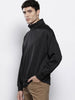 Men's Black Relaxed Fit Textured Casual Sweatshirt