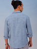 Men's Blue Relaxed Fit Solid Resort Wear Shirt
