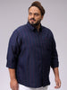Men's Navy Regular Fit Striped Casual Shirt