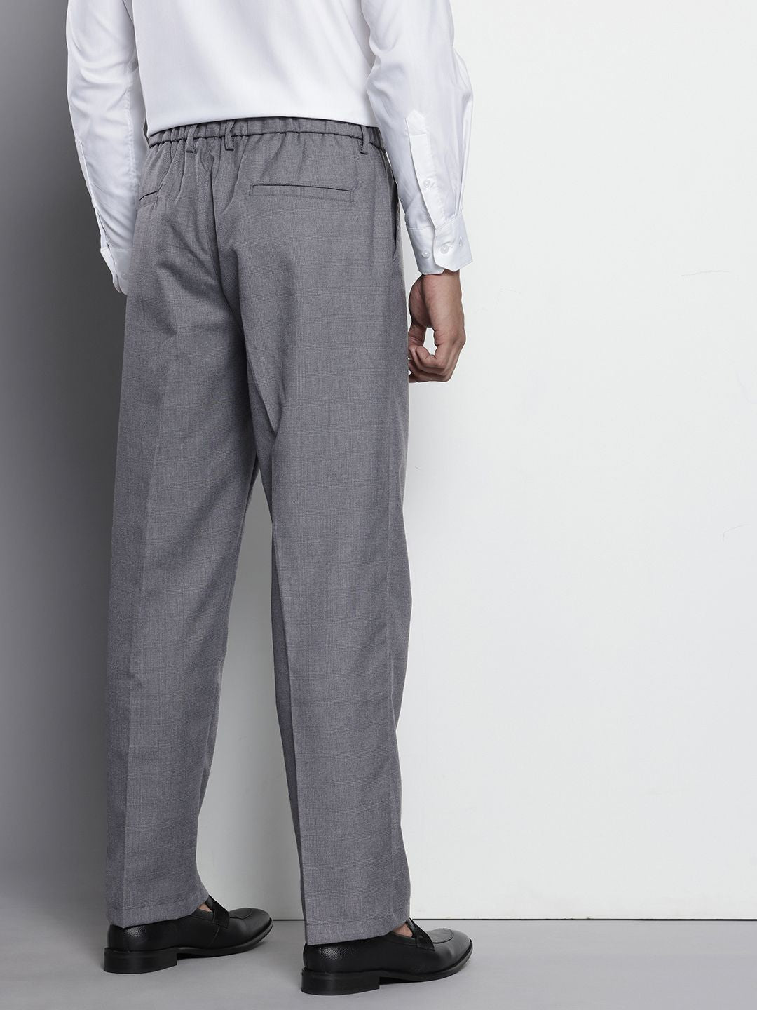Men's Grey Relaxed Fit Formal Trousers