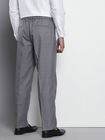 Men's Grey Relaxed Fit Formal Trousers