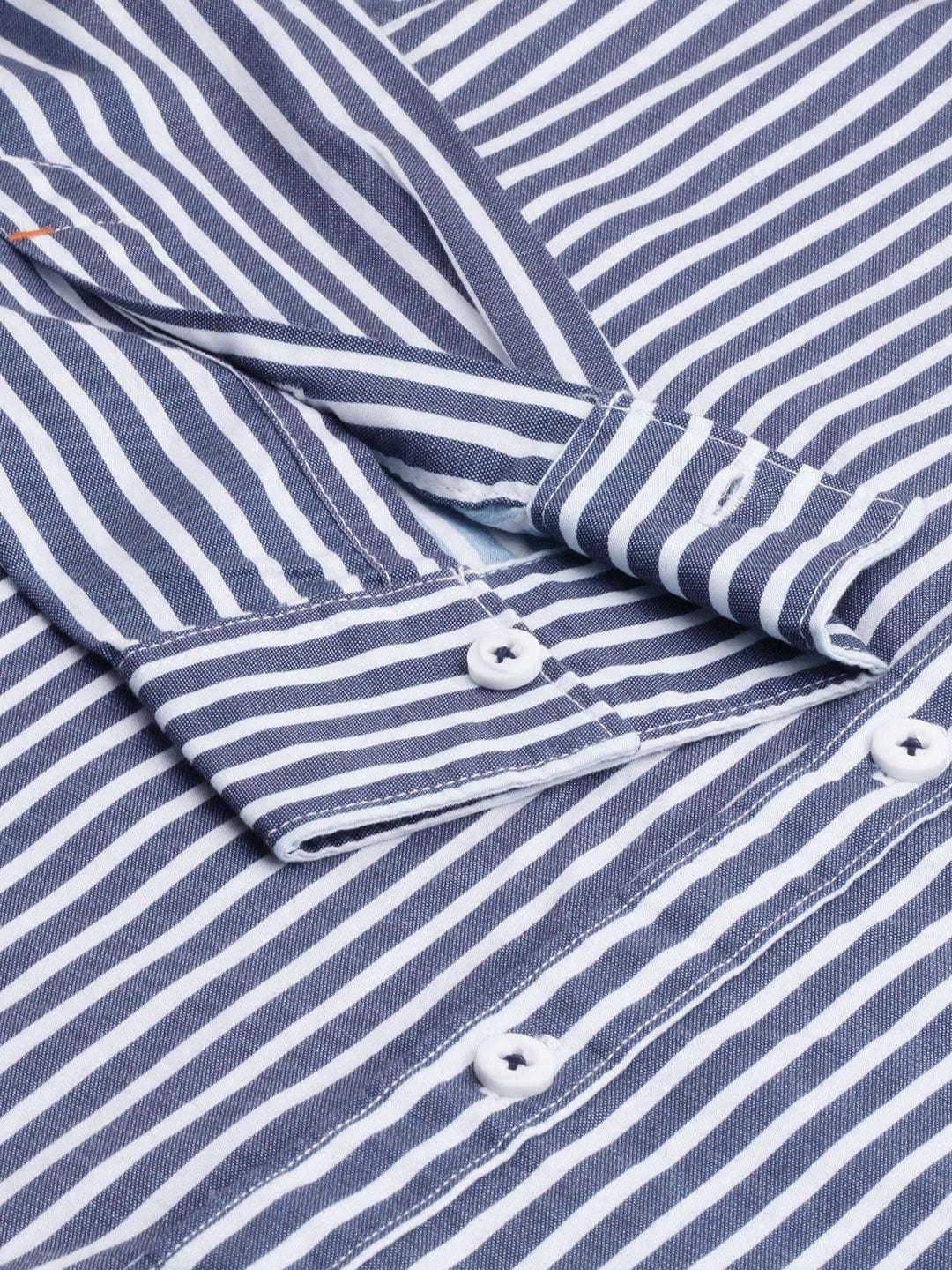 Men's Blue Slim Fit Striped Casual Shirt