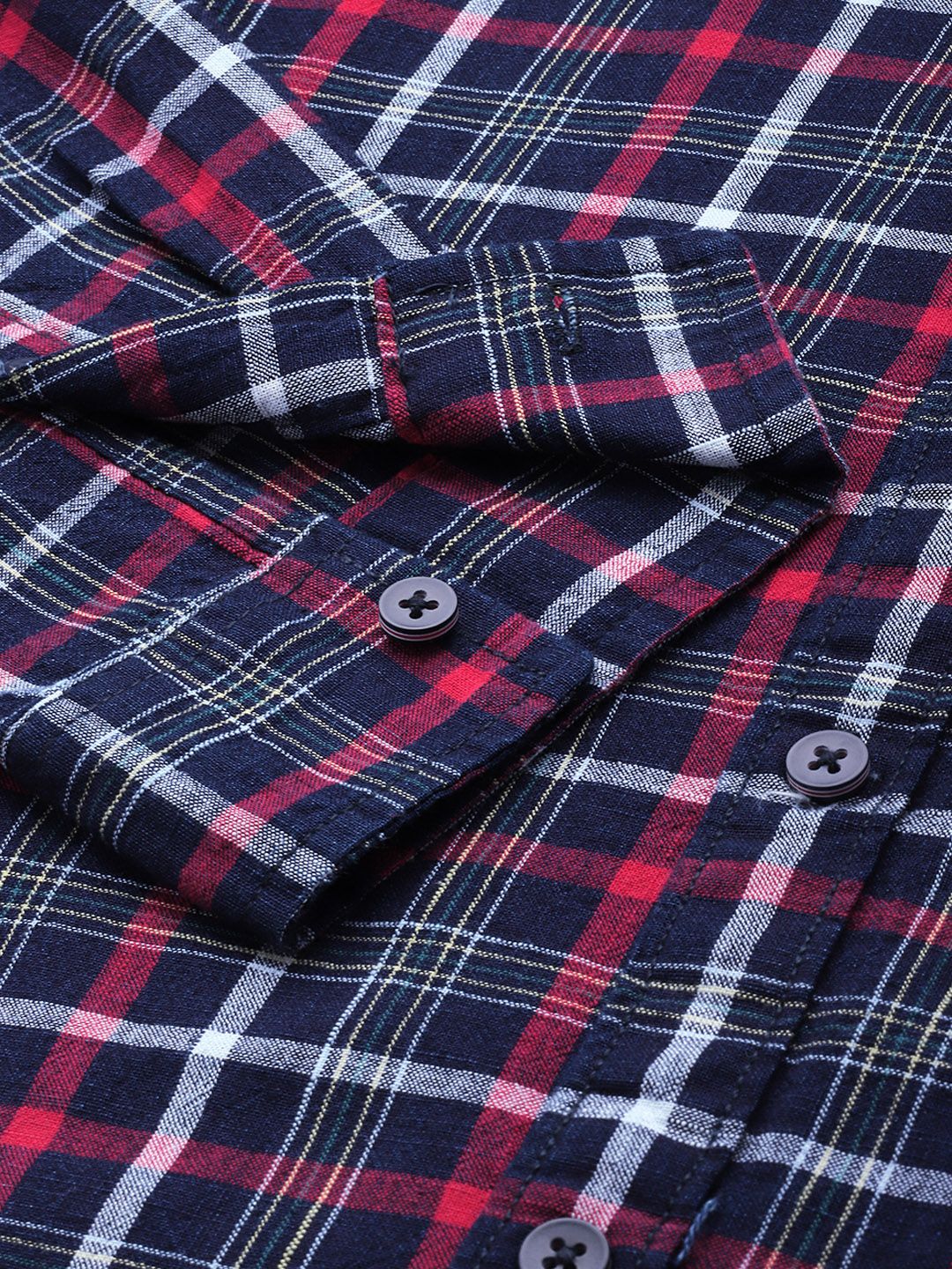 Men's Blue Slim Fit Checked Casual Shirt
