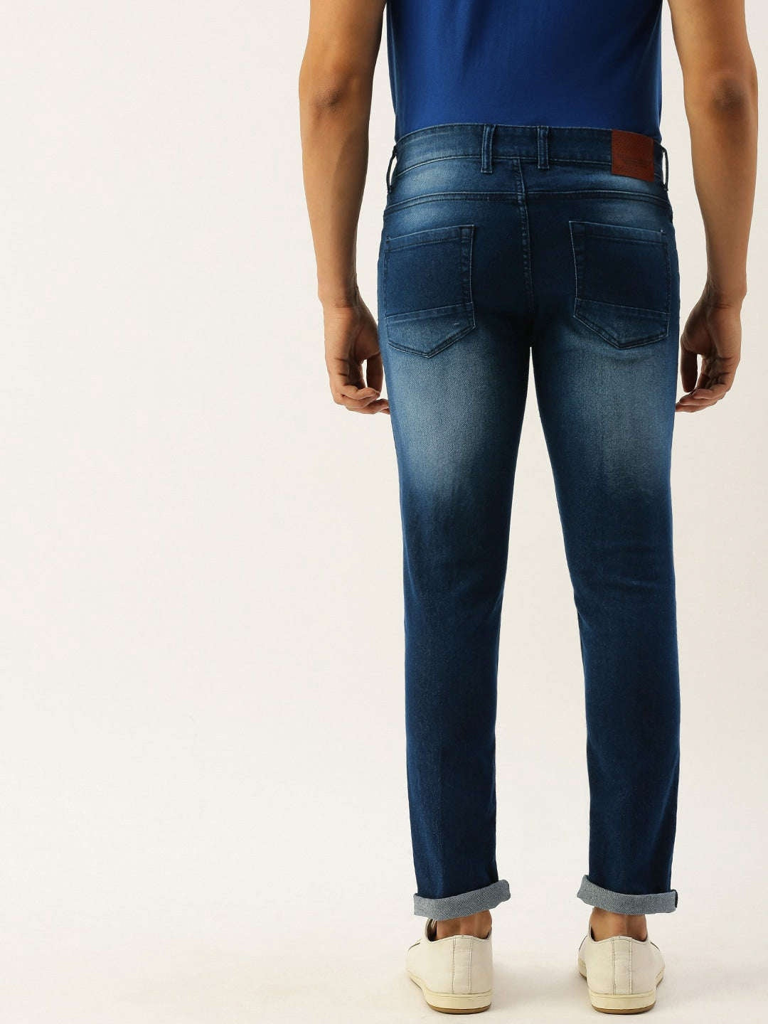 Men's Blue Slim Fit Solid Low-Rise Jeans