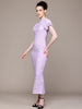 Women Regular Fit Purple Half Sleeves Dress
