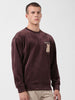 Men's Brown Oversized Fit Textured Casual Sweatshirt