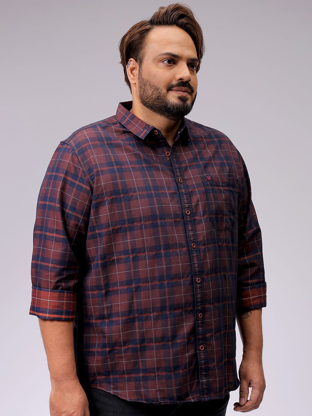 Men's Red Regular Fit Checked Casual Shirt