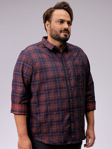 Men's Red Regular Fit Checked Casual Shirt