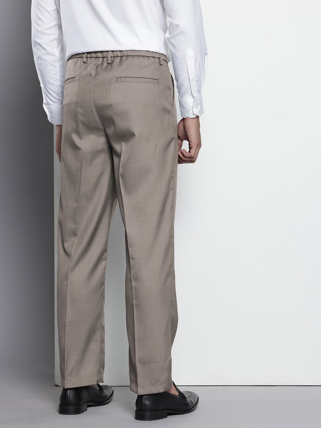 Men's Grey Relaxed Fit Formal Trousers