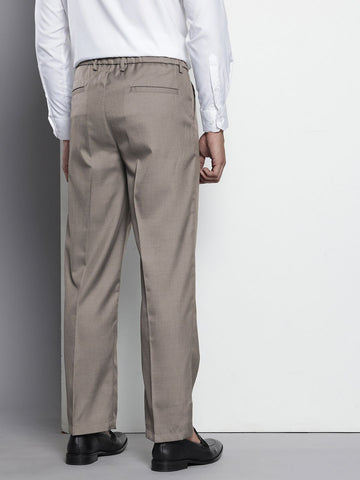 Men's Grey Relaxed Fit Formal Trousers