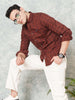 Men's Brown Slim Fit Checkered Casual Shirt