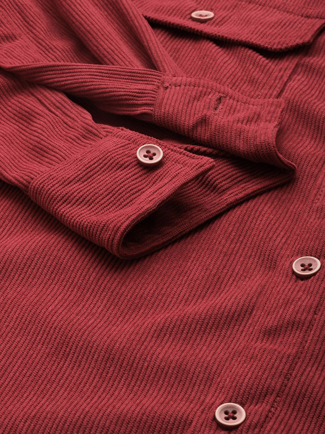 Men's Red Regular Fit Solid Casual Shirt