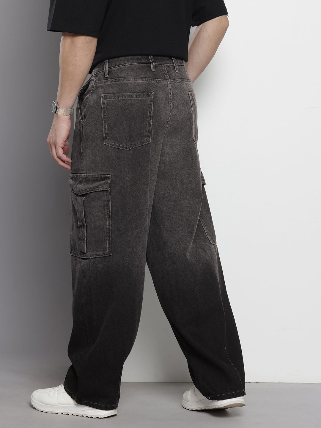 Men's Black Regular Fit Utility Jeans
