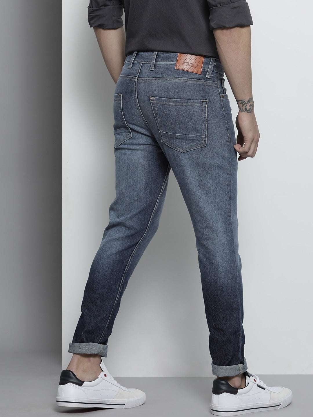 Men's Ice Blue Slim Fit Solid Casual Jeans