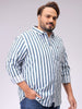 Men's White Regular Fit Striped Casual Shirt
