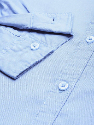 Men's Blue Regular Fit Solid Formal Shirt