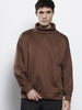 Men's Brown Relaxed Fit Textured Casual Sweatshirt