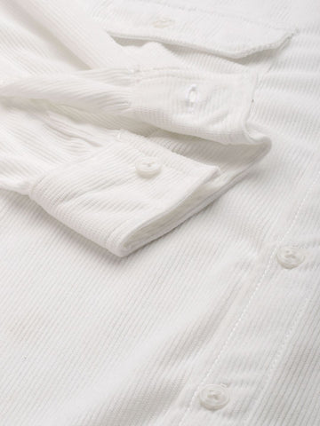 Men's White Regular Fit Solid Casual Shirt