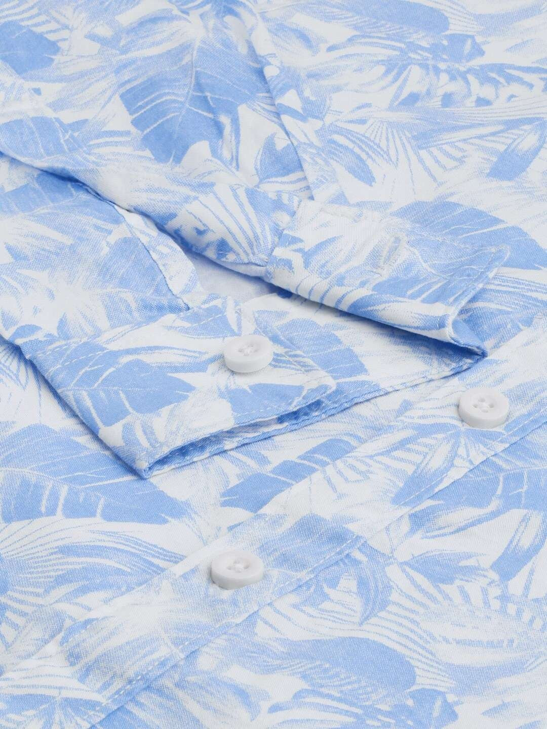 Men's Blue Slim Fit Printed Casual Shirt