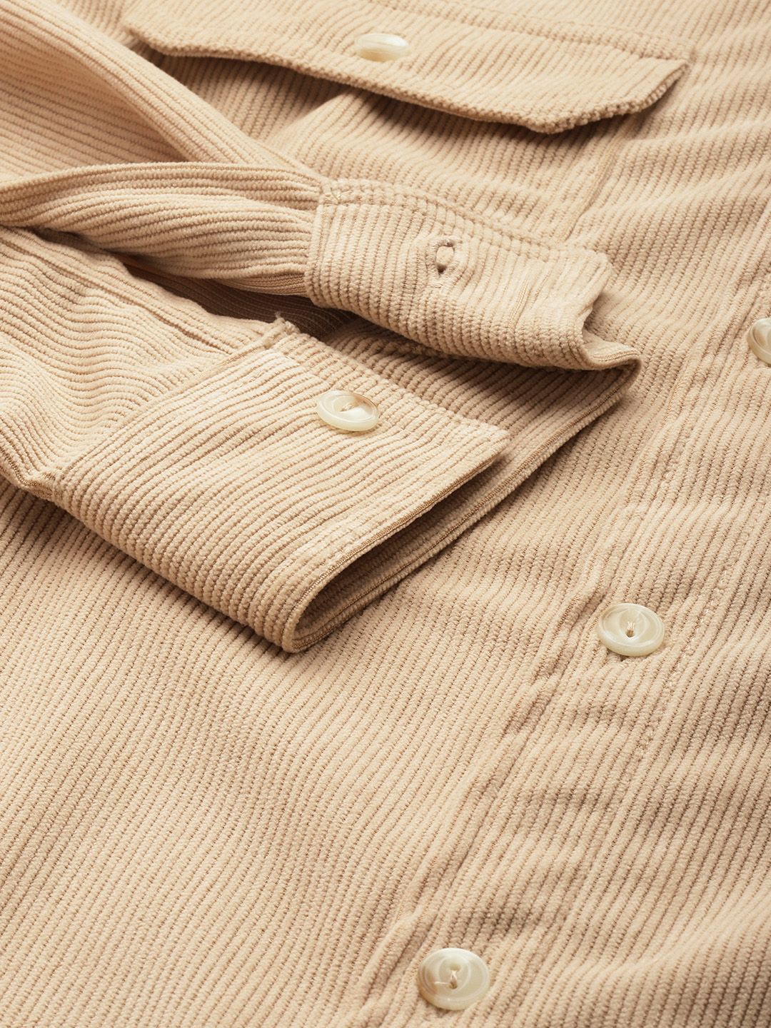 Men's Beige Regular Fit Solid Casual Shirt