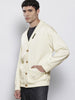 Men's White Oversized Fit Textured Casual Sweatshirt